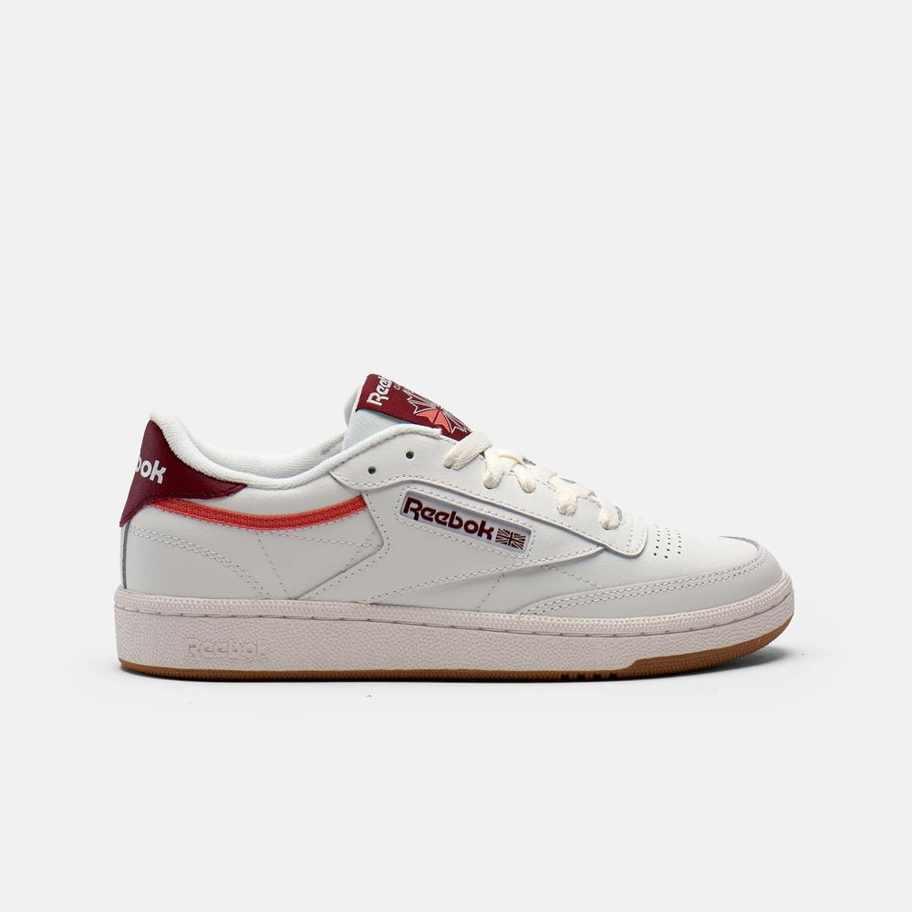 Tenis Reebok MujerClub C 85 - Blanco - Vinotinto