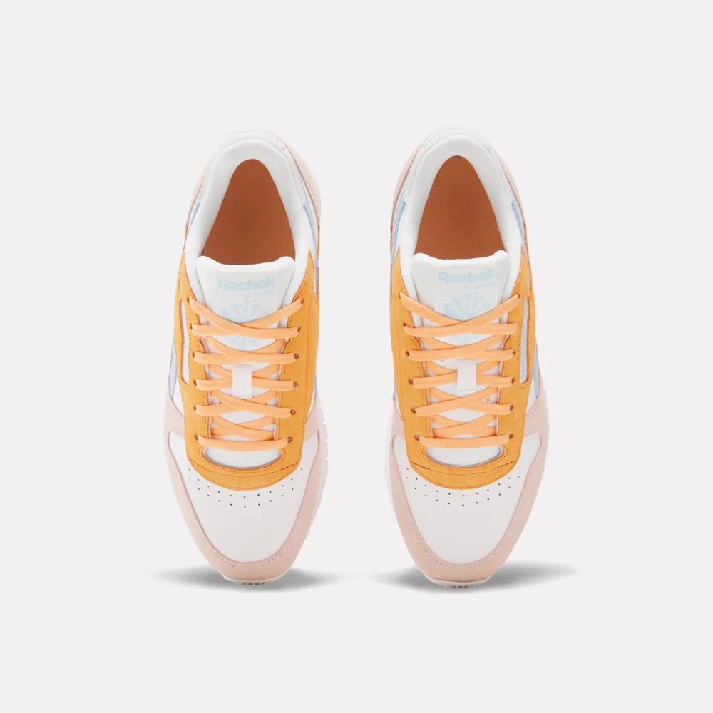 Tenis Mujer Reebok Classics Leather - Blanco-Naranja