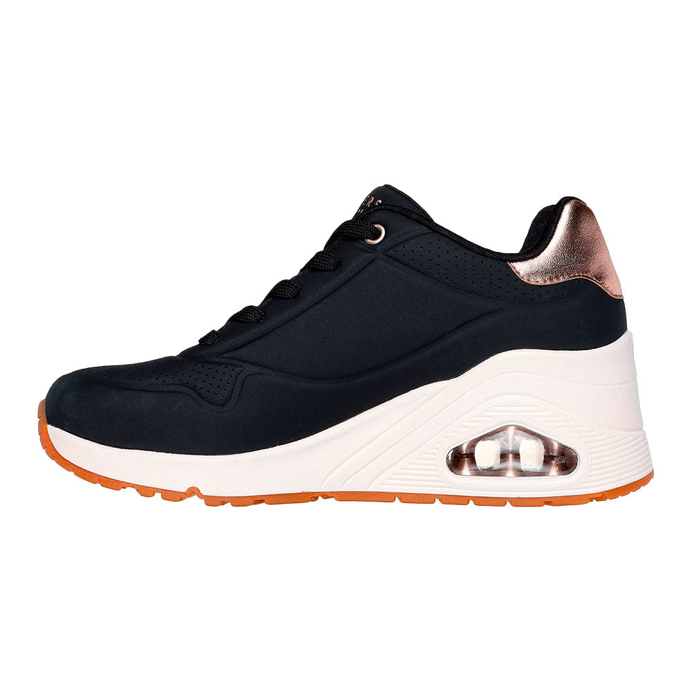 Tenis Skechers Mujer Uno Wedge - Hi Steps - Negro - Blanco