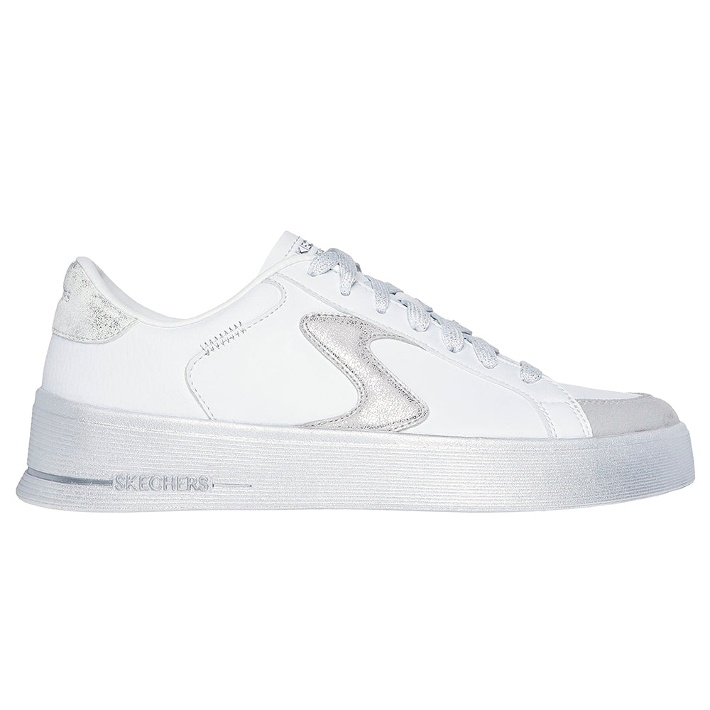 Tenis Mujer Skechers Hiland Quite Chic - Blanco - Plateado