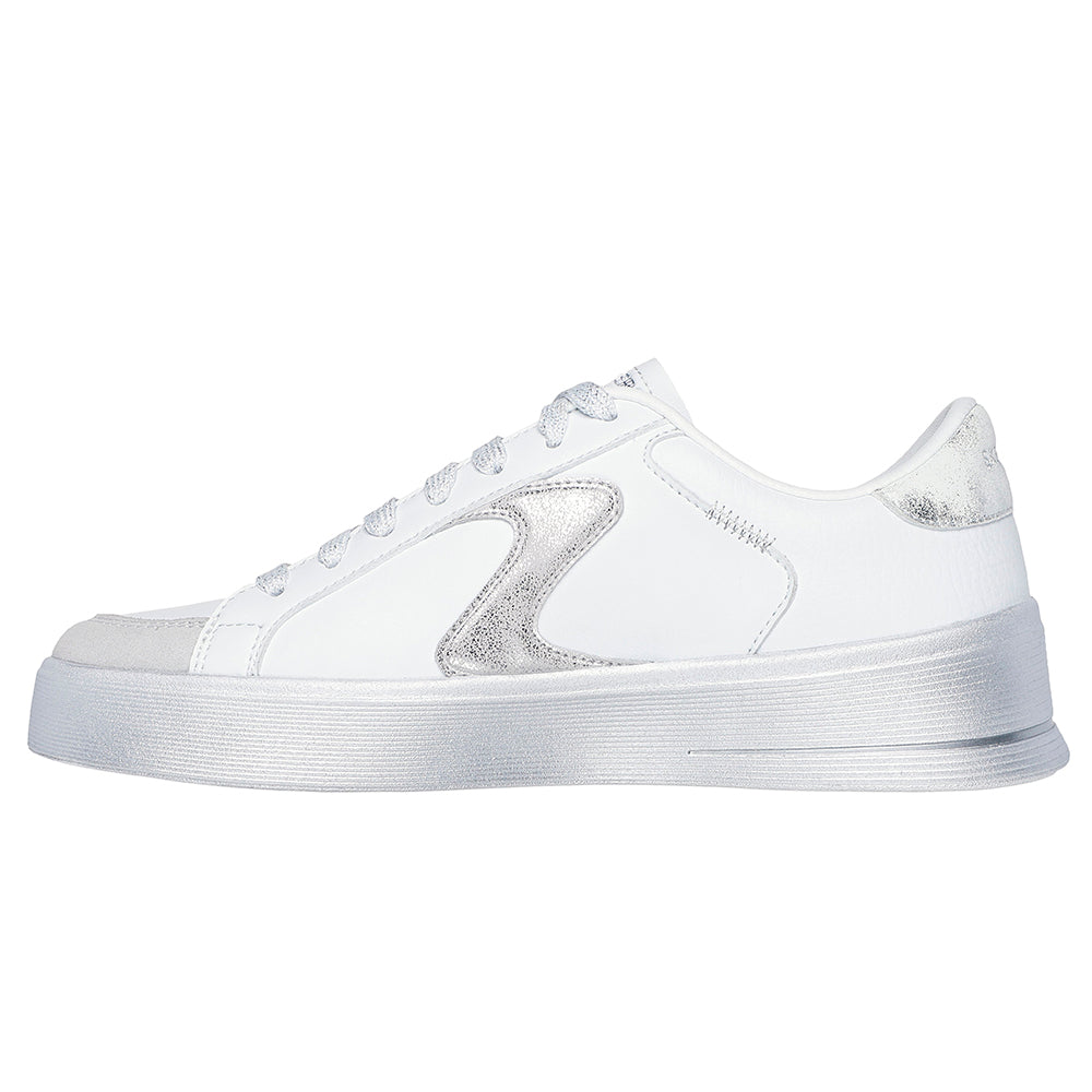 Tenis Mujer Skechers Hiland Quite Chic - Blanco - Plateado