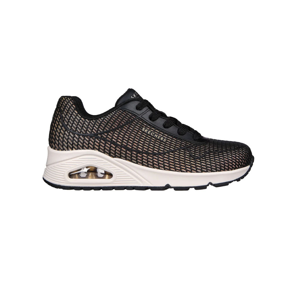 Tenis Mujer Skechers Uno Shine - Negro-Dorado